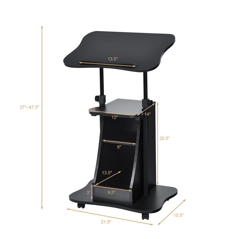 47.5'' H x 21.5'' W Laptop Cart with Wheels