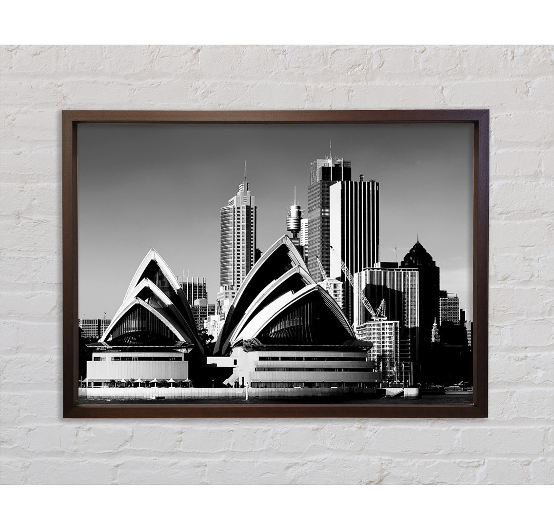 Sydney Opera House B N W - Einzelner Bilderrahmen Kunstdrucke auf Leinwand