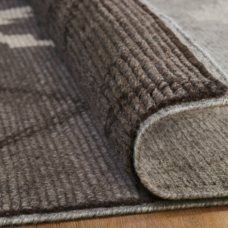 Urban Ridge Wool Hand Knotted Area Rug in Charcoal Lattice, Rectangle 8' x 10'