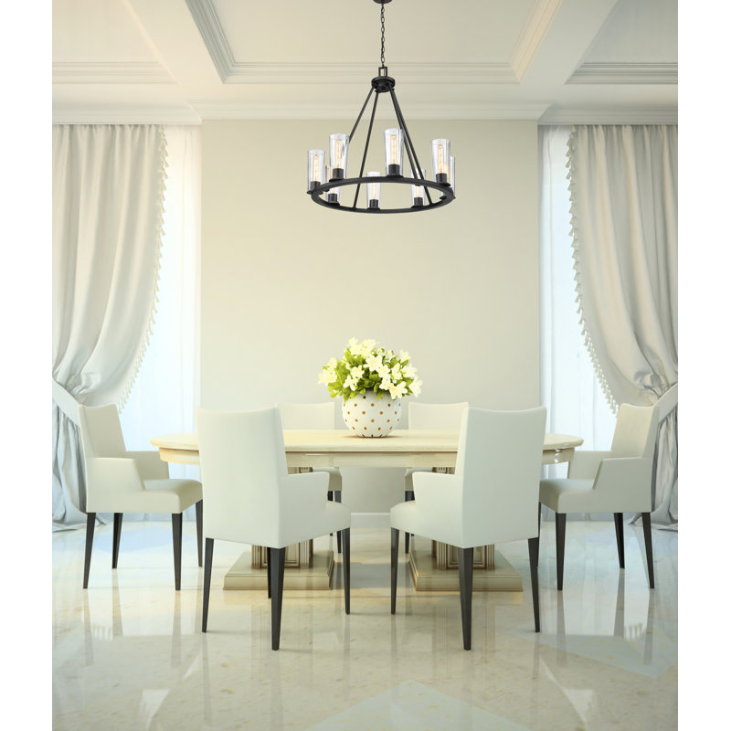 Esma 8 Light Chandelier, Matte Black