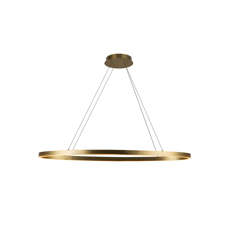 Ovale 1 - Light LED Unique/Statement Pendant, Brushed Gold,  1.5" H x 39.375" W x 15.75" D