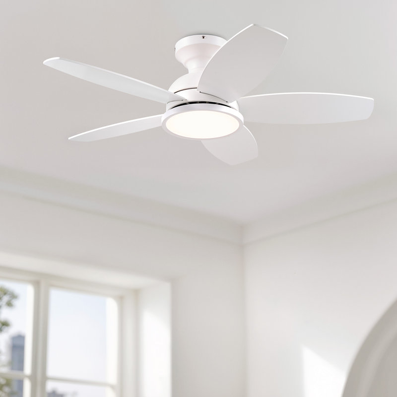 Ventilateur de plafond encastré moderne 36 "avec lumières DEL et télécommande, Blanc