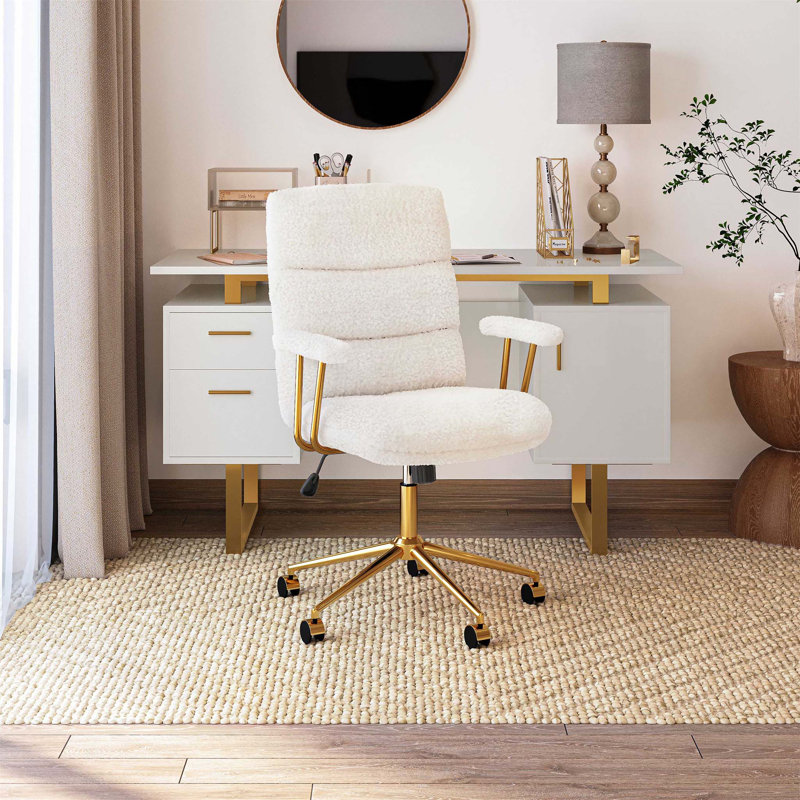 Chaise de bureau Textu Boucle, Blanc