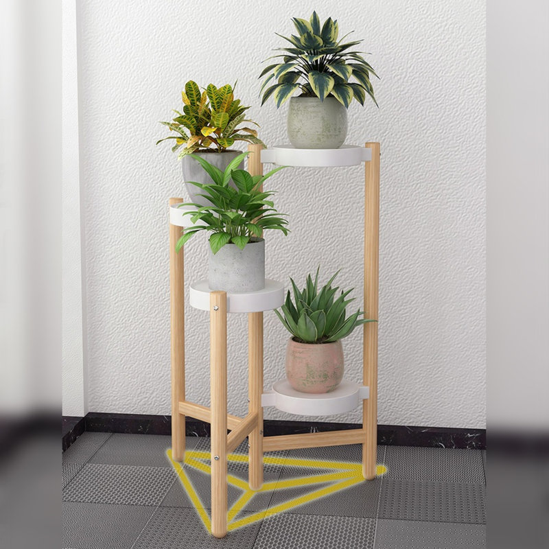 Cevon Solid Wood Plant Stand 4 Tier