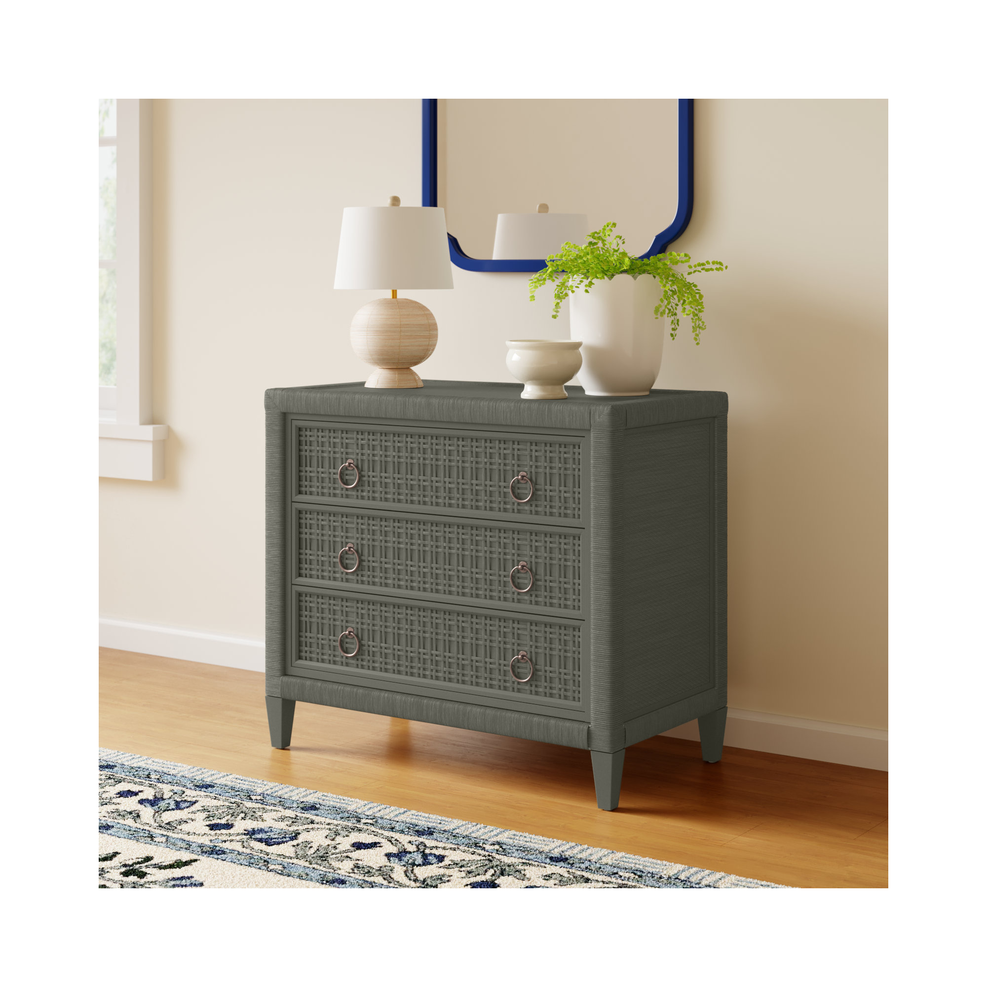 Monterey 3 Drawer 36" W Dresser, Greystone, No, Satin Nickel