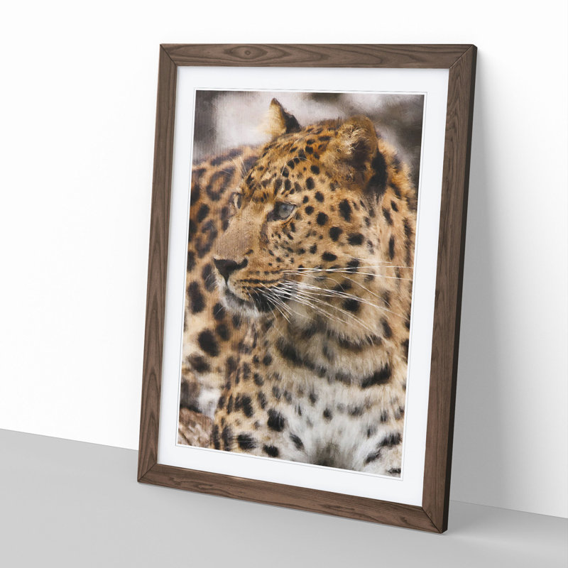 Leopard Vol.1 - Picture Frame Painting, 48cm H x 36cm W x 2cm D, Walnut Framed