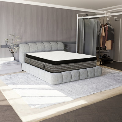 Grand matelas hybride moelleux de 14 po, matelas en mousse à mémoire de forme gélifiée et à ressorts ensachés Euro, technologie de refroidissement, transfert à faible mouvement