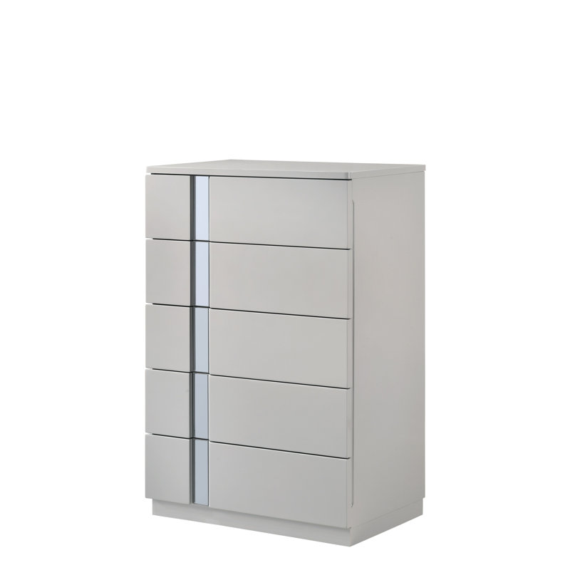 Commode 5 tiroirs Augie, gris