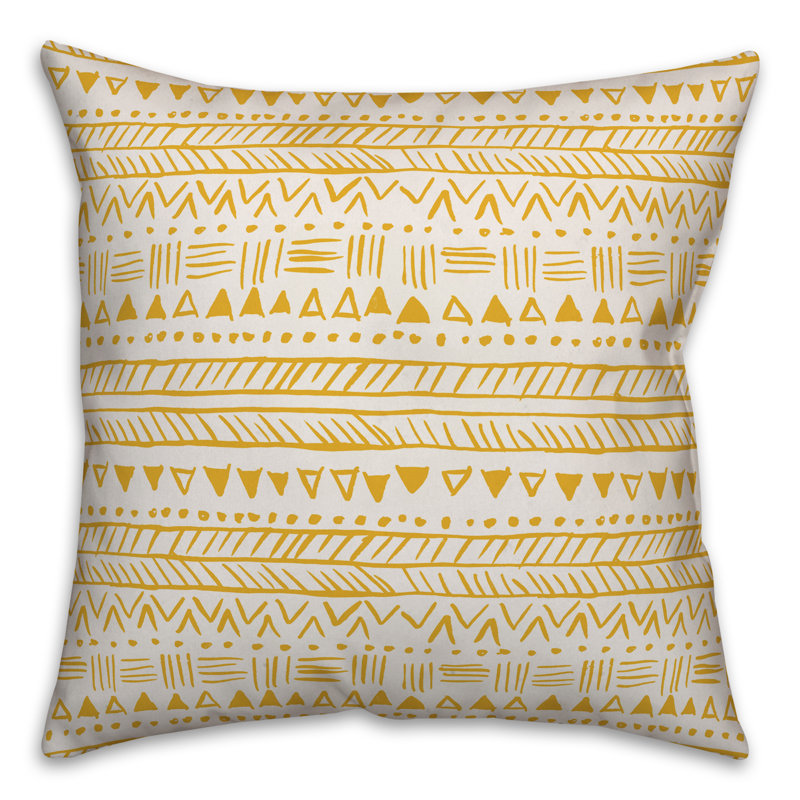 Throw Pillow, 18" x 18", Yellow Geometric 6
