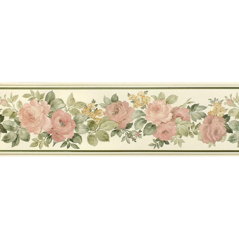Bordure de papier peint Dolcie Blooming Roses on Vine L 15 pi x l 7 po