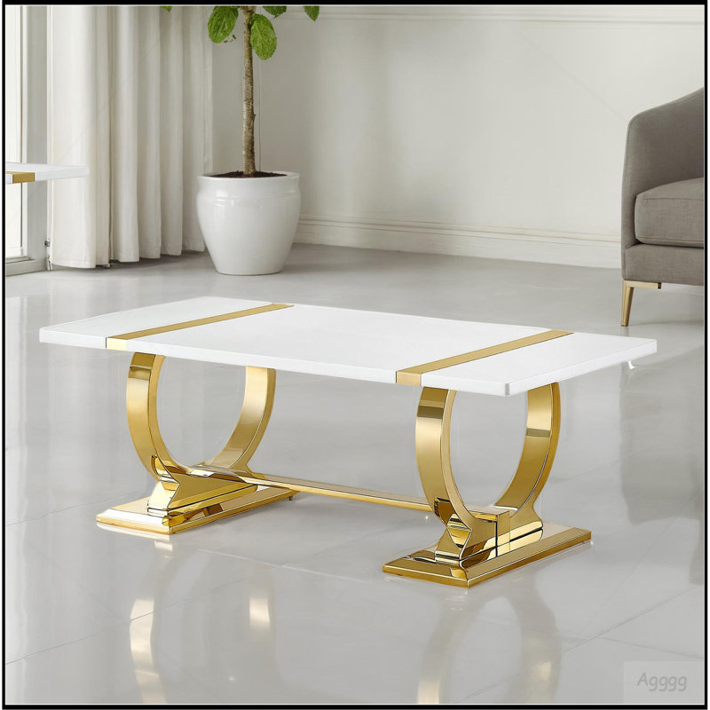 Table basse rectangulaire 1 pièce Trestle Base, Noir, argent