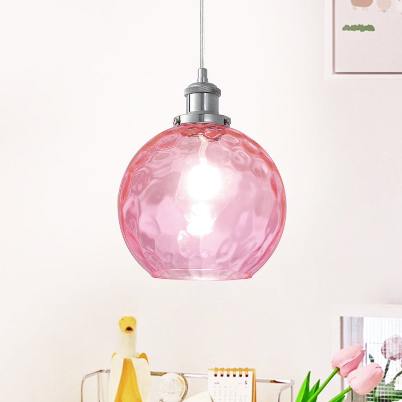 1 - Light Chrome Single Pendant, Pink