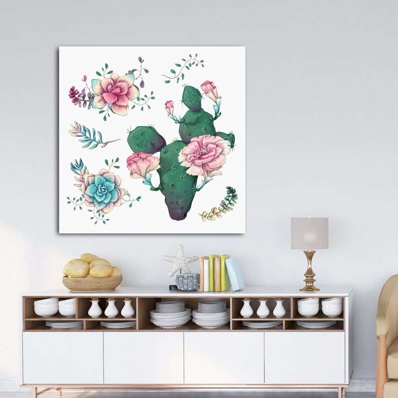 " Cactus Flowers 761 ", 16" H x 16" W x 1.5" D