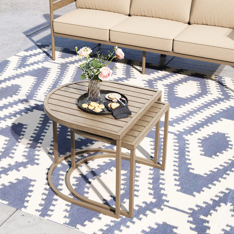 Oval and Half Moon Iron Outdoor Coffee Table , 44.1 " W 23.2 " D