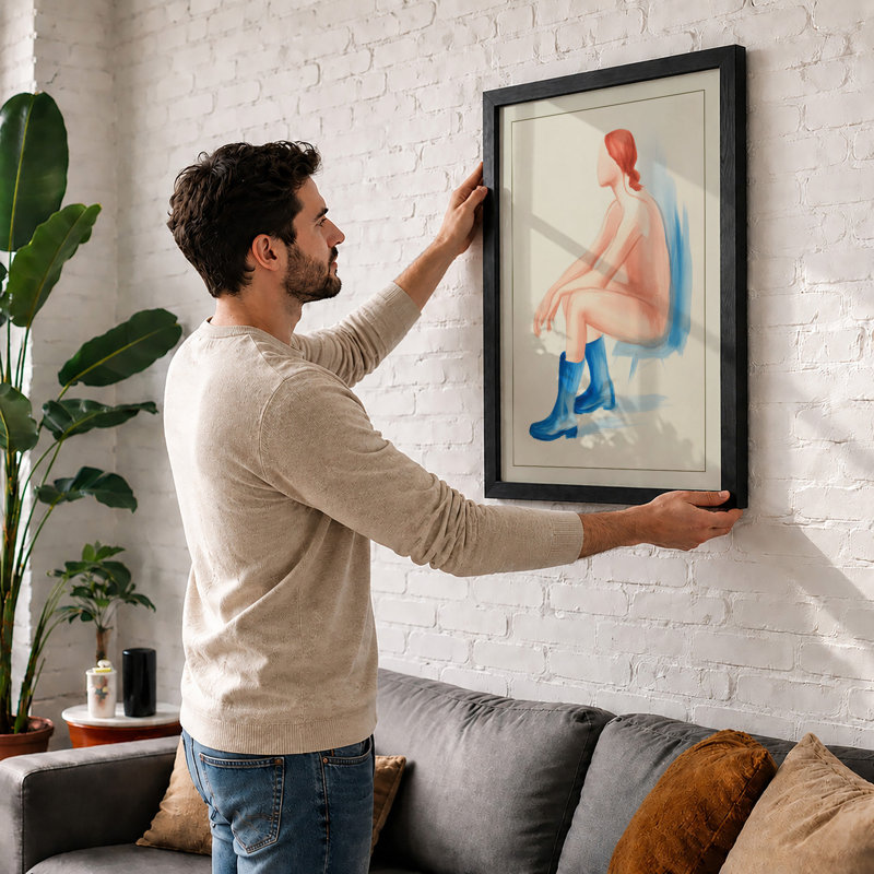Woman in Repose Modern - Framed Print, A4 - 29.7 x 21.0 cm, White