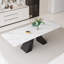 Ensemble de table de salle à manger extensible 94,5 po avec plateau en pierre frittée rectangulaire et 8 chaises en similicuir-839322232