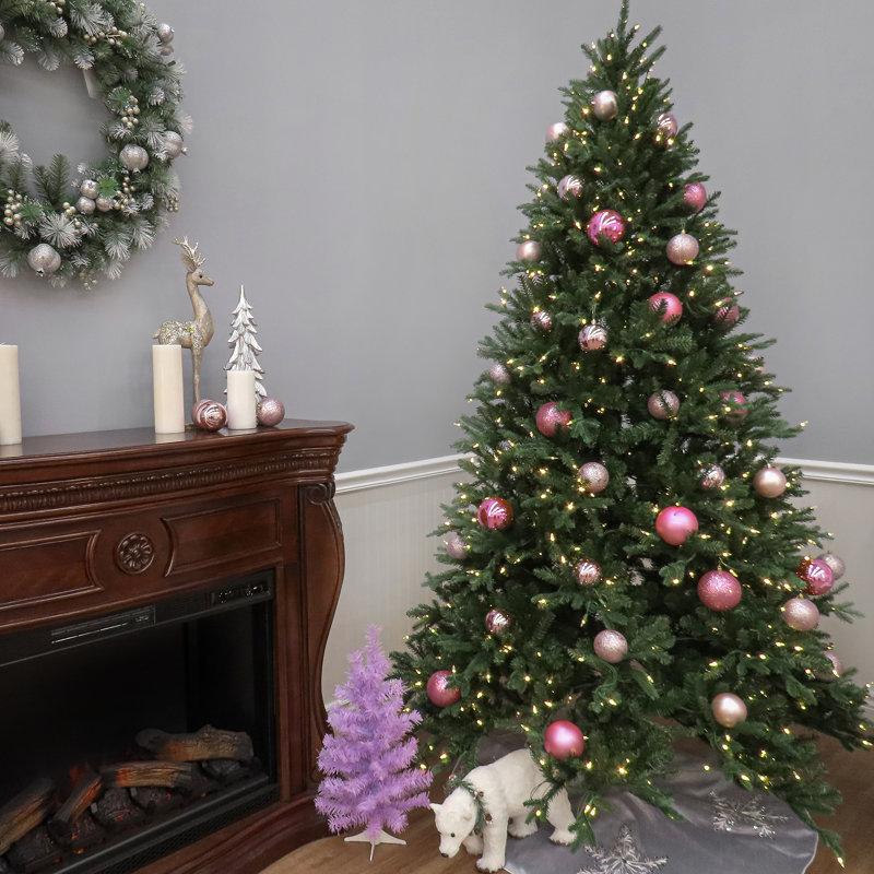 Tiffany Fir 7.5' Green Artificial Christmas Tree with 750 Pre-Lit Clear Lights with Stand, 9'