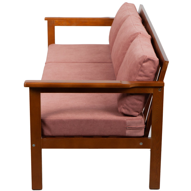 Jaqualyn 164cm Wide Pine Garden Sofa with Cushions, Vintage Rose, Brown