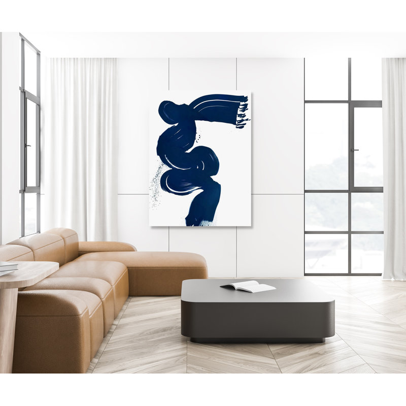 Blue Current - Artist Enhanced Canvas Print, Brown Framed Canvas, 31.5" H x 25.5" W x 1.75" D