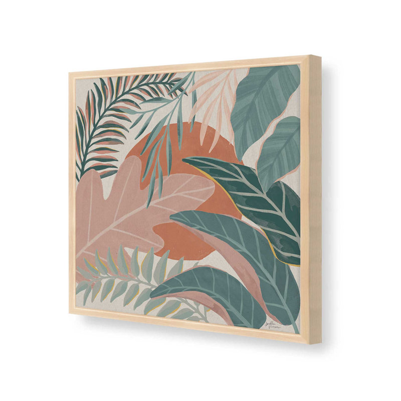 Feuilles tropicales I, Cadre ouvert en érable brut, H 13,5 po x l 13,5 po