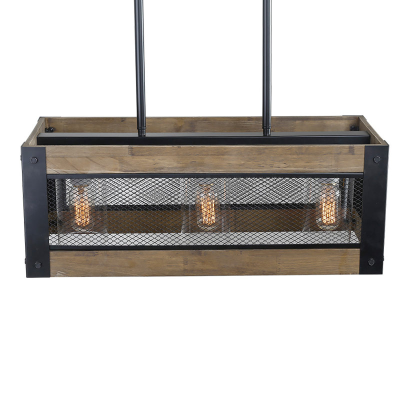 Luminaire suspendu rectangulaire à 3 lumières pour îlot de cuisine à DEL