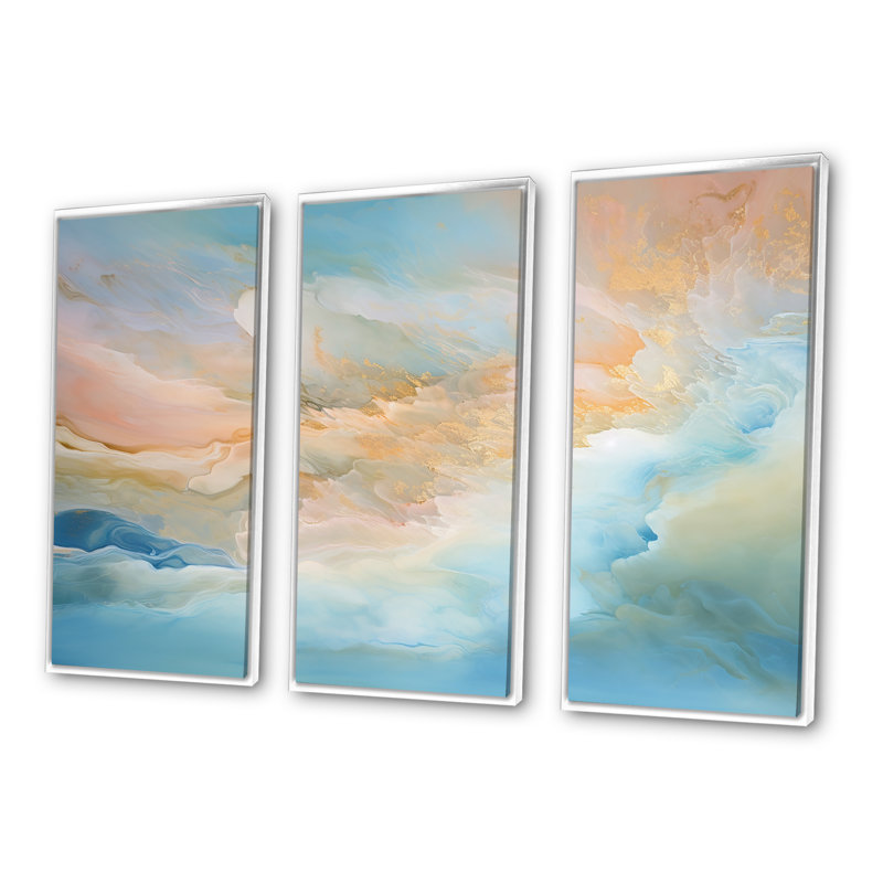 «Clouds Charm», art mural sur toile, H 40 po x l 60 po x P 1 po, Cadre flottant blanc