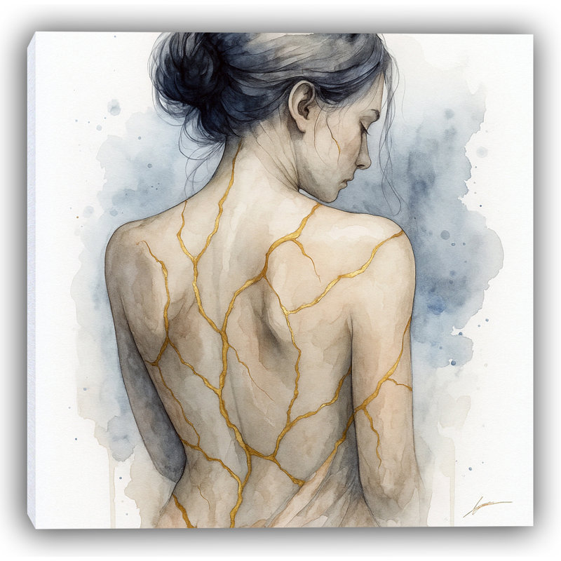 Scars – Kintsugi-Inspired Cracked Back Portrait, 16" H x 16" W