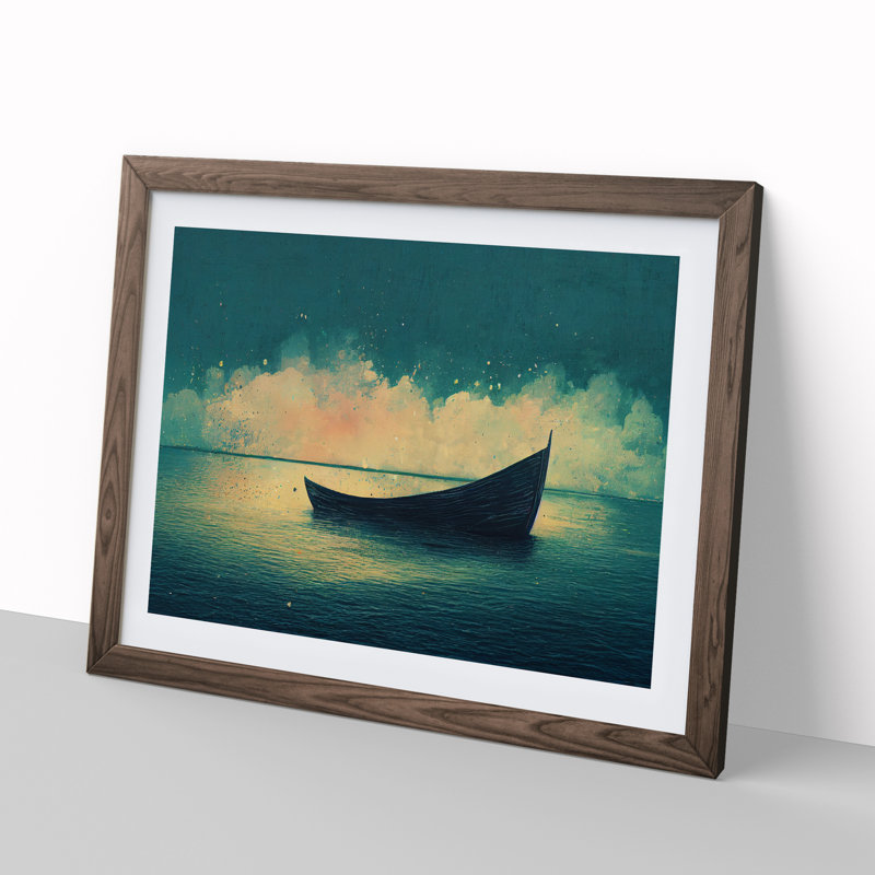 Boat Splashed Vol.2 - Single Picture Frame Painting, 46cm H x 64cm W x 2cm D, Walnut Framed