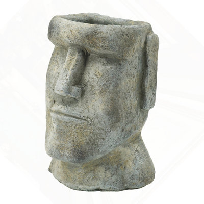 5X5.5X9" Easter Island Cement Planter