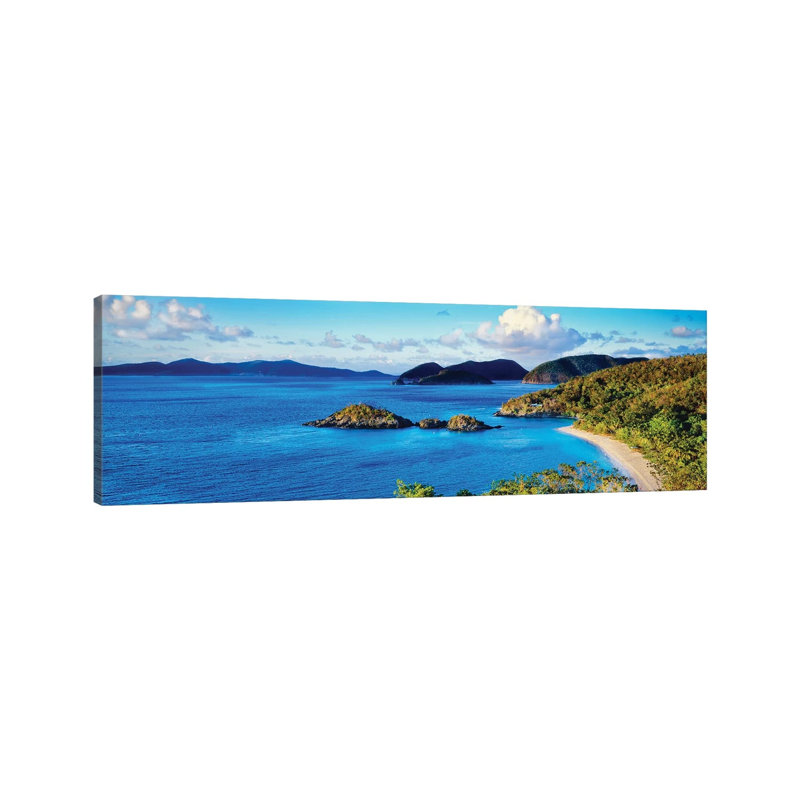 Islands In The Sea, Trunk Bay, Saint John, U.S. Virgin Islands - Wrapped Canvas Panoramic Print