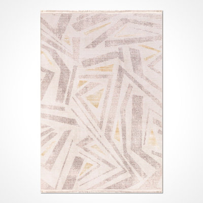 Modern/Abstract Cream Machine Washable Non-Slip Area Rug