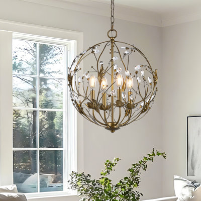 4 - Light Dimmable Globe Crystal Chandelier