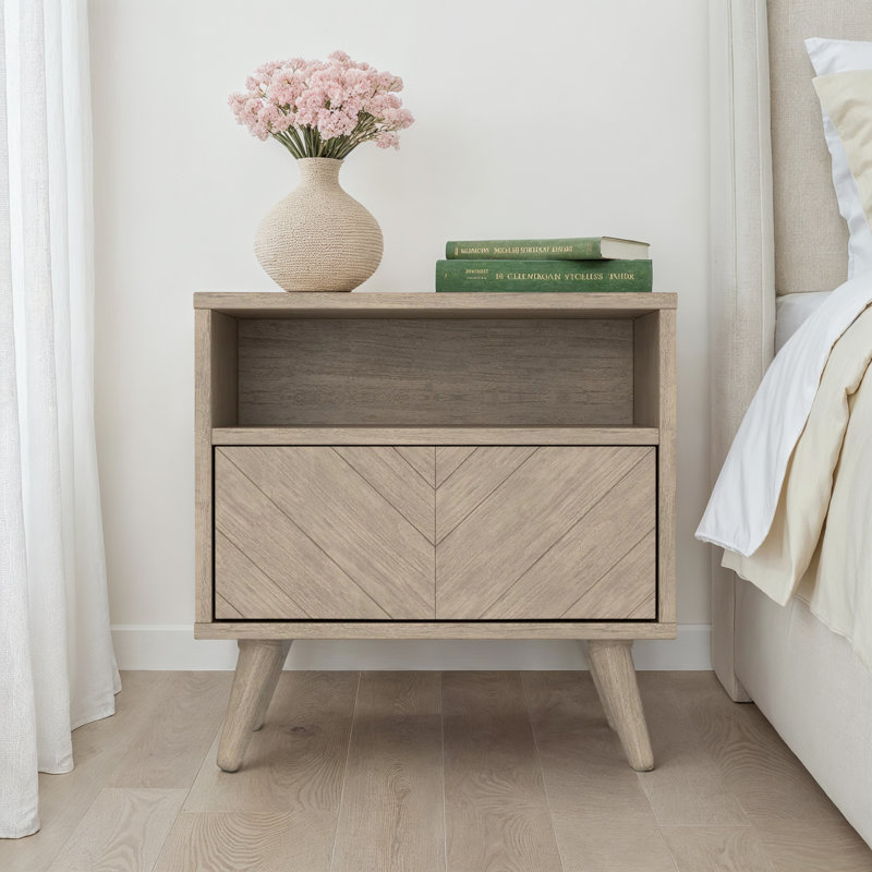 Aydelis 22'' W Solid Wood Nightstand, Gray