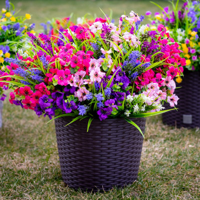 Artificial Flowers Outdoor Shrubs - 16 Bundles Fake Plants UV Resistant No Fade Faux Plastic Greenery Home Garden Porch Patio Decoration Office Indoor (1, Multi-16Pcs)