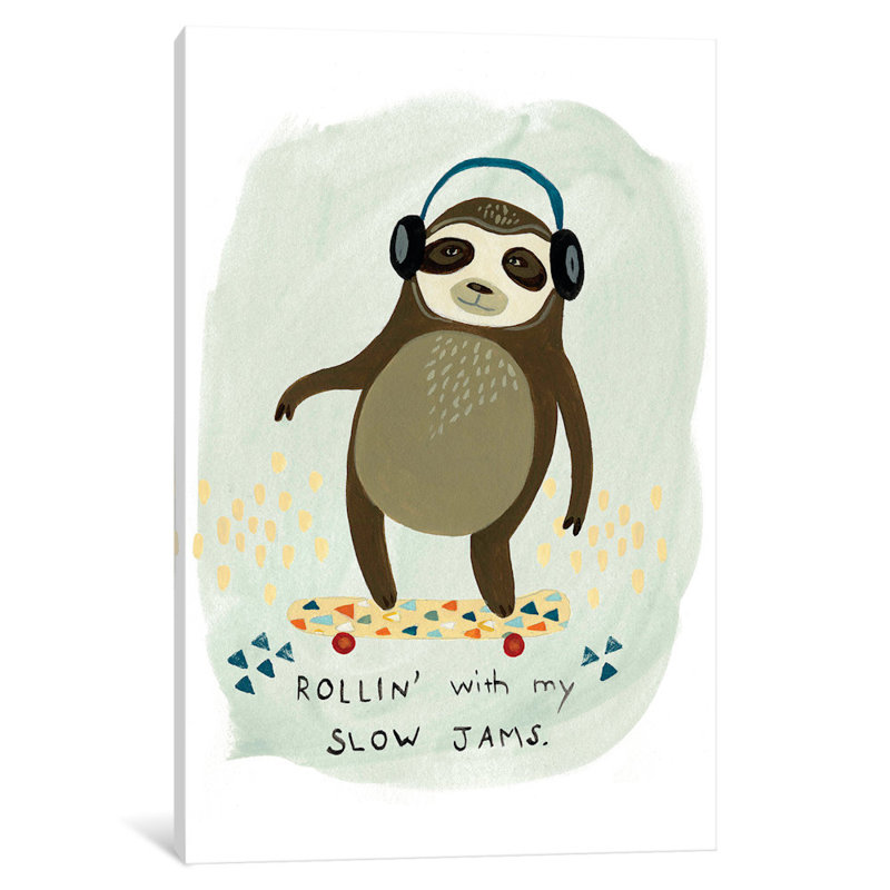 «Hipster Sloth II», impression sur toile tendue, H 40 po x l 26 po x P 1,5 po, Toile tendue, Pas de tapis