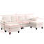 Canapé d'angle en L de 265 cm (104,41 pouces), lin gris foncé, bois brun, 6 places, rangement, rembourrage en mousse double couche, dossier divisé, style contemporain profond.