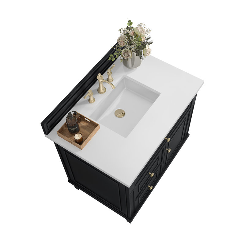 Lorelai 36'' W Single Vanity, Black Onyx, White Zeus, 8" Widespread