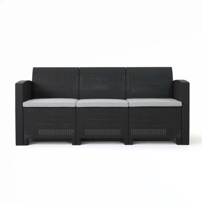 67.7"" Outdoor 3-Seater Faux Wicker Rattan Style Sofa -  Winston Porter, 061CA0975A4F4CB694CBF2340BB80534