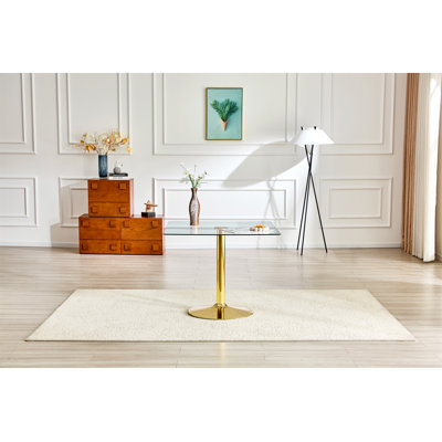Table de salle à manger 38,5 pouces moderne minimaliste carrée en verre avec base en métal à une colonne. Disponible en noir
