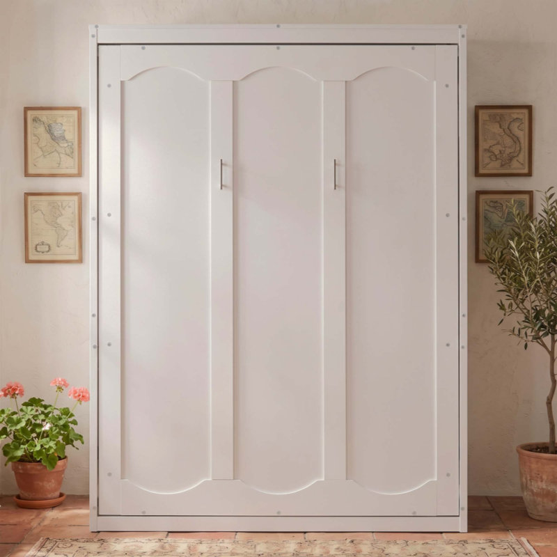 Lit escamotable mural avec tablettes Murphy, White
