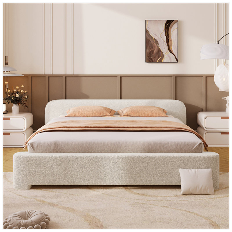 Lit tapissier double blanc, Double