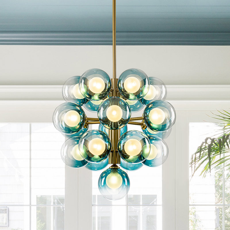 19 - Light Modern Gradient Blue Tiered Bubble Chandelier