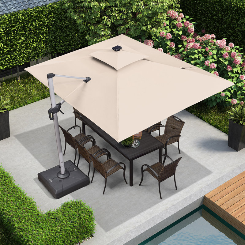 274cm X 365cm Rectangular Lighted Cantilever Parasol, Beige