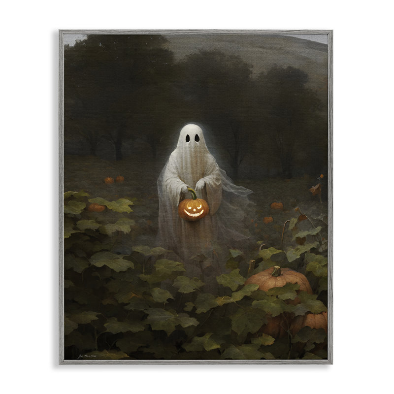«Ghost in Pumpkin Patch», estampe numérique, conception de Jo Moulton, H 30 po x l 24 po, Estampe numérique Farmhouse