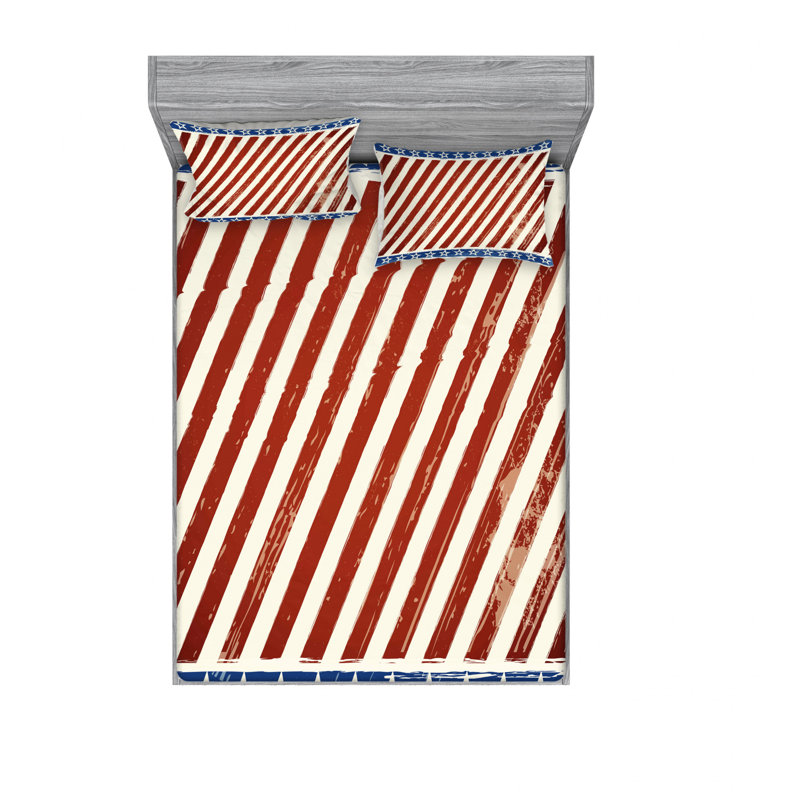 Microfiber Striped Sheet Set, Queen Sheet Set with Fitted Sheet