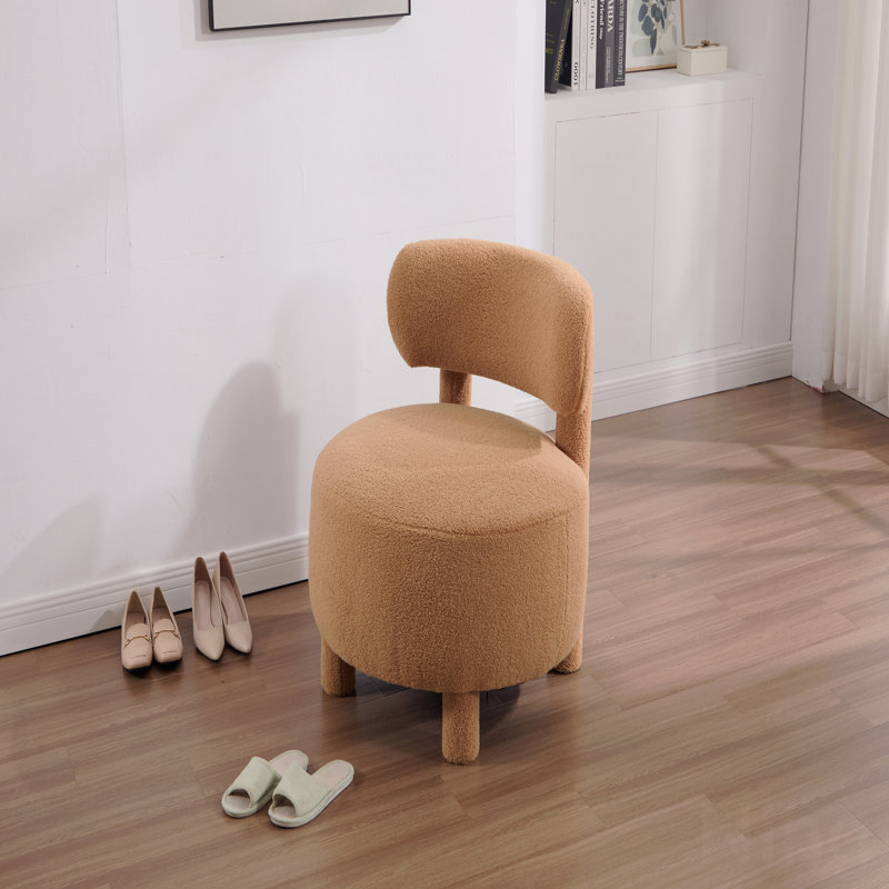 Chaise d'appoint rembourrée en tissu Teddy, Kaki
