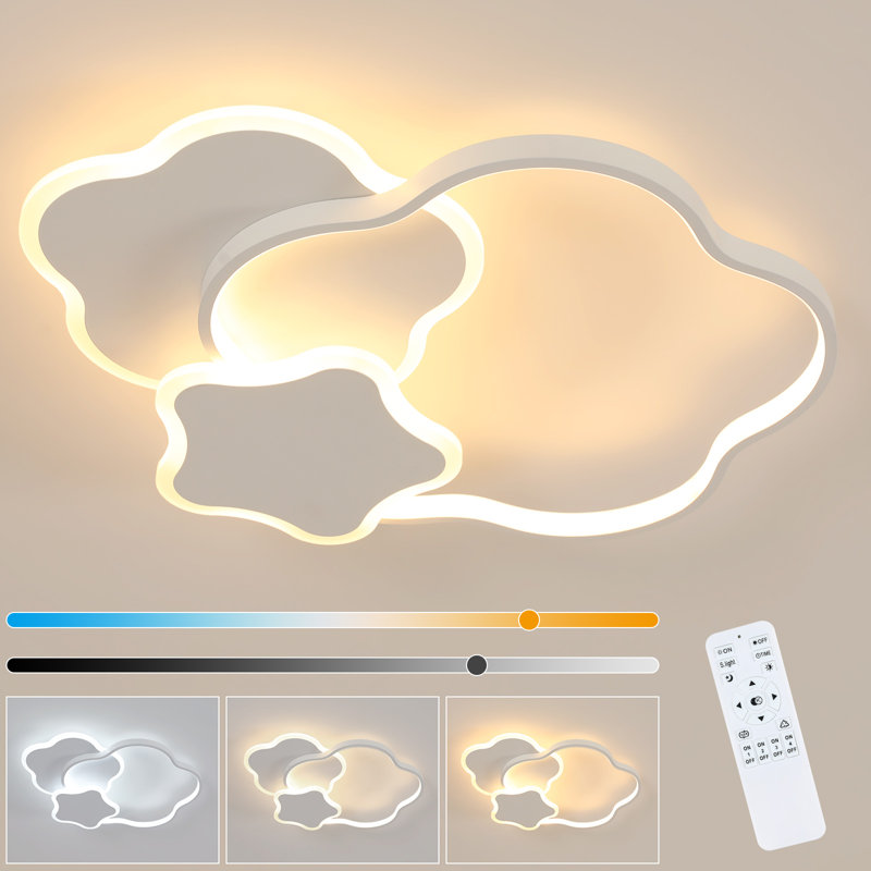 Star-Shaped 55Cm LED Flush Mount With Remote