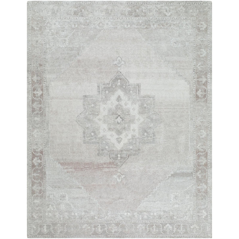 Tapis fabriqué à la main Thalen, Rose / gris / ivoire / taupe, Rectangle 7 pi 6 po x 9 pi 6 po