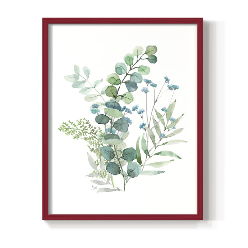 «Blue Mist Eucalyptus I», reproduction encadrée - bois massif, H 11 po x l 9 po, Rouge