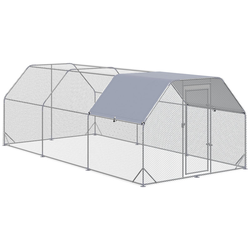 Grand poulailler en métal avec couvercle imperméable et anti-UV Pawhut